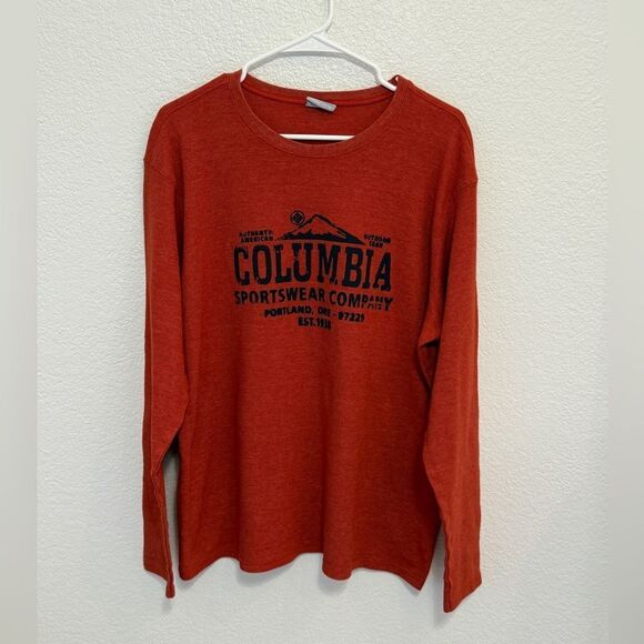 Columbia Other - Columbia Sportswear Mens XL Long Sleeve Waffle Knit Thermal Graphic Shirt Orange